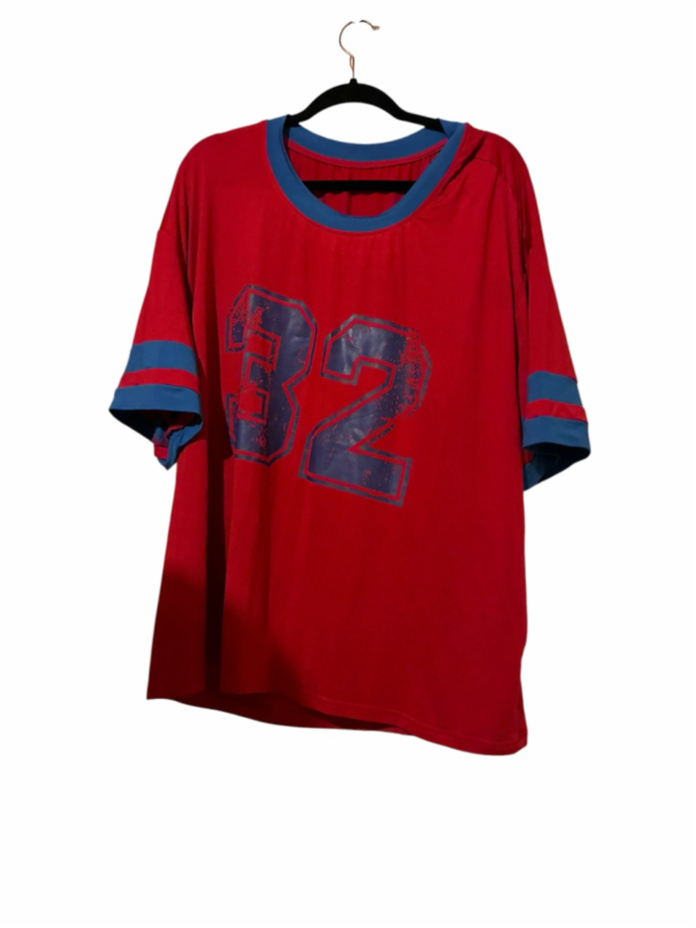 Women's SHEIN Jersey Top 2X Red Blue Number 32 Graphic